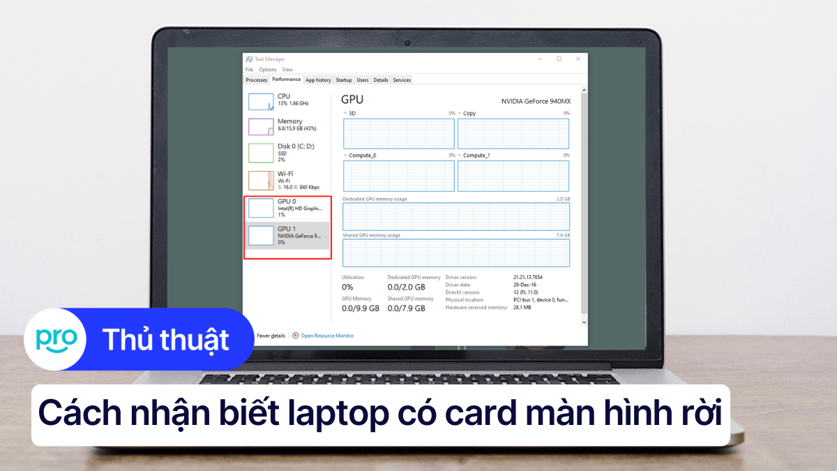 5 Cách nhận biết laptop có card màn hình rời chính xác nhất